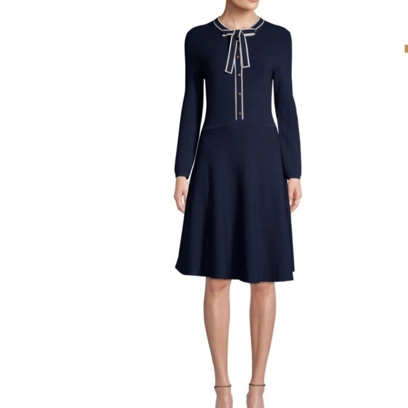 Draper James Nassau Navy Sailer Bow Sweater Dress Size extra small - Picture 2 of 14
